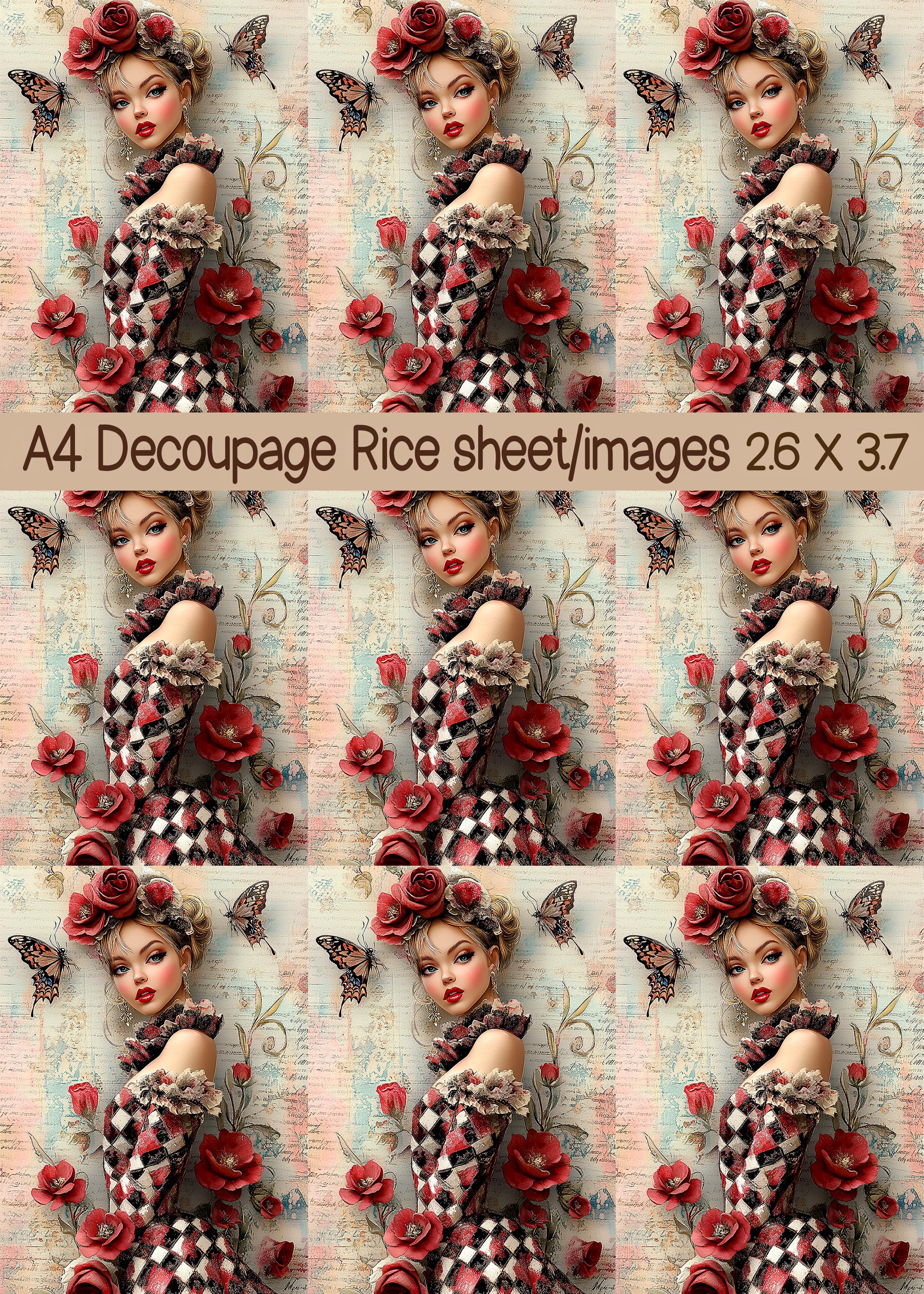 Victorian Gothic Harlequin Lady Rice Paper - Red & Black Diamond Dress ...