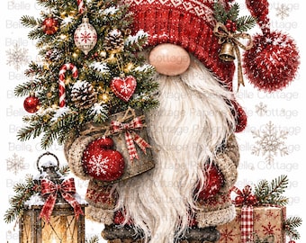Christmas Gnome Rice Paper, Gnome Christmas Decoupage Paper, Scandinavian Holiday Decor, Cozy Winter Craft Paper, A4 Rice Paper A4 N3