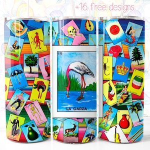 Loteria La Garza 20oz Tumbler Wrap: Mexican Digital Design (Digital Download)