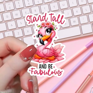 Cute Flamingo waterproof sticker, Flamingo sticker, Ready to Apply, Permanent Adhesive, Flamingo sticker, laptop decal, water bottle sticker