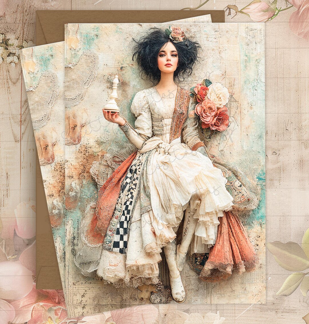 Avant-garde Queen Rice Paper for Decoupage A4, Whimsical Chess Lady ...