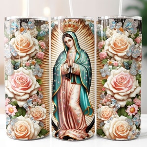 Virgen de Guadalupe 20oz Diseño Digital, Envoltura digital Virgen de México para sublimación, Descarga Instantánea, Diseño Español, Virgen Mexicana