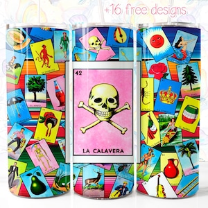 Loteria La Calavera 20oz Tumbler Wrap: Mexican Digital Design (Digital Download)