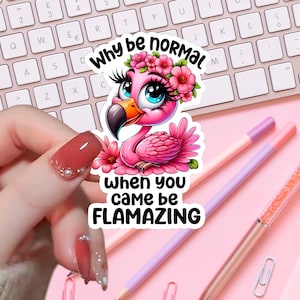 Cute Flamingo waterproof sticker, Flamingo sticker, Ready to Apply, Permanent Adhesive, Flamingo sticker, laptop decal, water bottle sticker