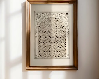Islamic Wall Art Print Neutral, Vintage Mosque Window Printable, Muslim Home Decor Islamic Poster, Ramadan Eid Gift