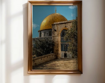 Dome of the Rock Wall Art, Al-Aqsa Jerusalem Palestine Print, Islamic Architecture Photography, Muslim Home Decor Ramadan Eid Gift