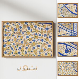 Stampa di calligrafia geometrica islamica, poster di belle arti, arte murale islamica moderna, poster arabo astratto, stampa ottomana con motivo floreale
