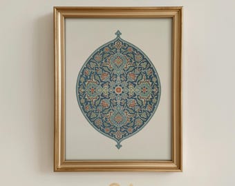 Islamische Wand Kunst Blau Medaillon druckbare, Vintage Teship persische Arabeske Druck, muslimischen Wohnkultur Ramadan Geschenk - sofortiger digitaler Download