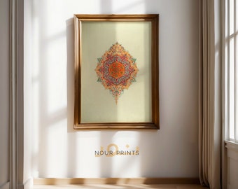 Islamic Geometric Art, Artful Pattern Art, Abstract Islamic Wall Art, Boho Islamic Poster, Vintage Muslim Home Decor, Eid Ramadan Decoration