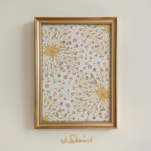 Ottoman Tughra Wall Art Printable, Arabic Calligraphy Islamic Pattern Print, Gold Floral Poster, Muslim Home Decor - Digital Download