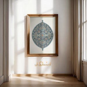 イスラムの幾何学アート、芸術的なパターンアート、現代のイスラムの壁アート、ボヘミアンイスラムのポスター花柄タイルプリント、イスラム教徒の室内装飾、イードデコレーション