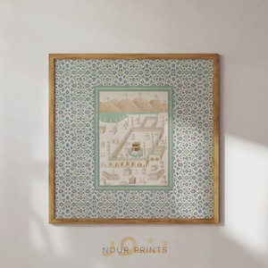 Kaaba Mecca Art, Islamic Wall Art, Masjid al-Haram Grand Mosque Digital Print, Islamic Home Decor Muslim Gifts, Worship Art Square Art Print