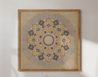 Islamic Geometric Art, Artful Pattern Art, Vintage Islamic Wall Art, Gold Boho Islamic Poster, Muslim Home Decor, Eid Ramadan Decoration