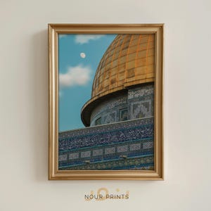 Dome of the Rock Printable Wall Art, Al-Aqsa Mosque Photography Print, Islamic Tile Calligraphy Poster, Muslim Home Decor - Digital Download