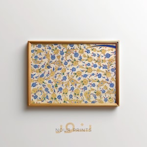 Islamische Wand Kunst Kobalt Blau druckbar, osmanische Tughra Blumen Poster, Sultan Suleiman Gold Print, muslimische Wohnkultur - digitaler Download