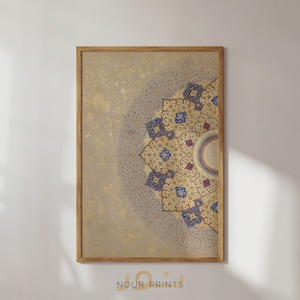 Islamische geometrische Kunst, Kunstvolle Musterkunst, Vintage Islamische Wandkunst, Gold Boho Islamisches Plakat, modernes muslimisches Wohndekor, Gold Osmanisches Plakat
