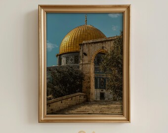 Dome of the Rock Wall Art, Al-Aqsa Jerusalem Photography Poster, Islamic Architecture Fine Art Print, Muslim Home Decor - Giclée Print