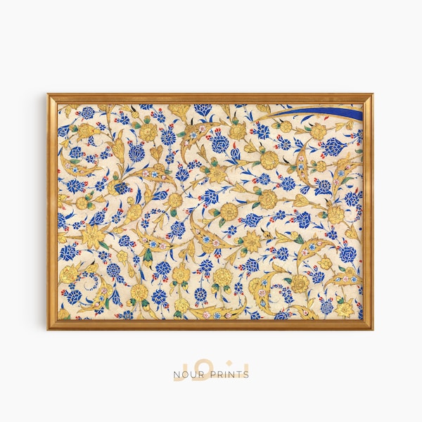 Islamic Geometric Art, Artful Pattern Art, Modern Islamic Wall Art, Boho Islamic Poster Floral Art, Vintage Ottoman Print, Muslim Home Decor