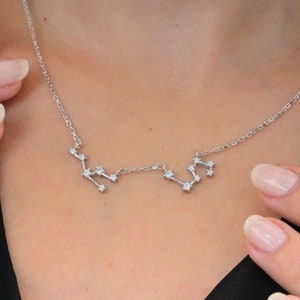 Astrology Necklace, Libra, Virgo, Aries, Gemini Zodiac Necklace, Unique Celestial silver Mother Gift to Her, Pisces and Capricorn Necklace