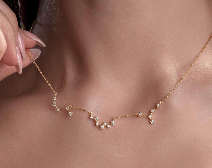 Zodiac Necklace with Multiple Constellation, Christmas Gift, Personalized Silver Mother Gift to Her on Birthday or Anniversary