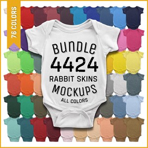 Pacchetto di mockup per neonati Rabbitskins 4424, pacchetto di body per neonati, mockup Flatlay per neonati, pacchetto All Colors 4424, mockup Canva 4424