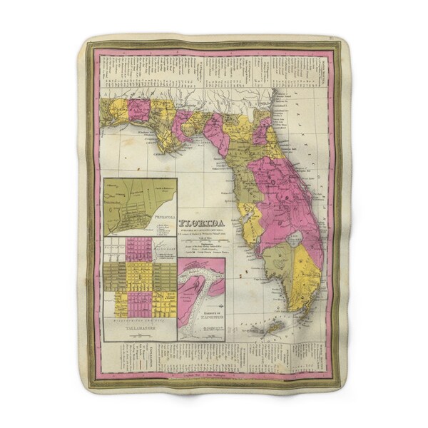 Florida Map Fleece Blanket - Florida Blanket - Florida Housewarming Gift - Florida Airbnb - Florida Realtor - Florida Throw Blanket