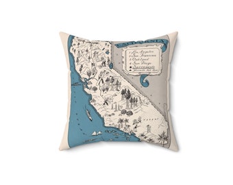 California Map Pillow - California Wedding Gift - California Pillow - Housewarming Gift - Study Abroad - Exchange Student