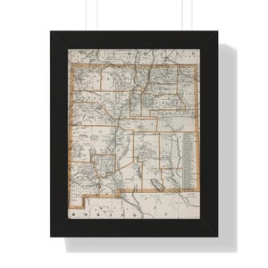 New Mexico Framed Map Print - New Mexico Wall Art - New Mexico Framed Poster - New Mexico Framed Antique Map - New Mexico Wall Decor