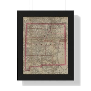 New Mexico Framed Map Print - New Mexico Wall Art - New Mexico Framed Poster - New Mexico Framed Antique Map - New Mexico Wall Decor