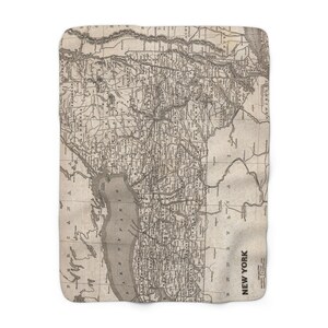 New York Map Fleece Blanket - New York Blanket - New York Housewarming Gift - New York Airbnb - New York Realtor - New York Throw Blanket