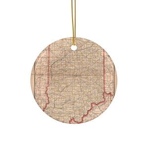 Indiana Map Ornament - Indiana Ornament - Indiana Gift - Indiana Map - Indiana Christmas Ornament - Indiana Realtor Gift