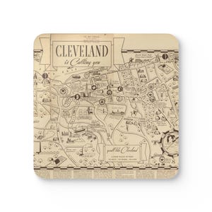 Cleveland Map Coaster Set - Cleveland Coasters - Cleveland Airbnb Decor - Cleveland Housewarming Gift - Cleveland Wedding Gift