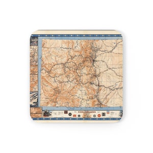 Ensemble de dessous de verre carte du Colorado - dessous de verre du Colorado - décoration Airbnb du Colorado - cadeau de pendaison de crémaillère du Colorado - cadeau de mariage du Colorado - cadeau carte