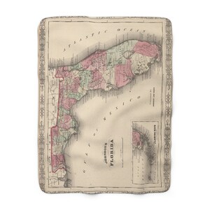 Florida Map Fleece Blanket - Florida Blanket - Florida Housewarming Gift - Florida Airbnb - Florida Realtor - Florida Throw Blanket