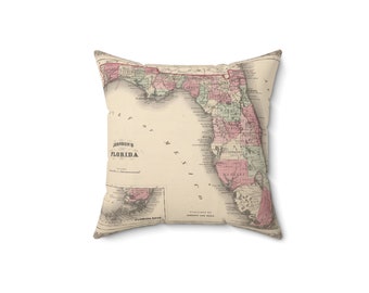 Florida Map Pillow - Florida Wedding Gift - Florida Pillow - Housewarming Gift - Study Abroad - Exchange Student