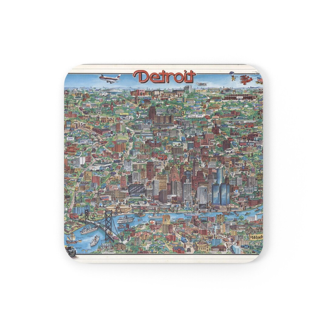 Detroit Map Coaster Set - Detroit Coasters - Detroit Airbnb Decor ...