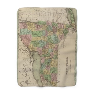 New York Map Fleece Blanket - New York Blanket - New York Housewarming Gift - New York Airbnb - New York Realtor - New York Throw Blanket