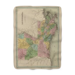 Manta de vellón del mapa de Luisiana - Manta de Luisiana - Regalo de inauguración de la casa de Luisiana - Airbnb de Luisiana - Agente inmobiliario de Luisiana