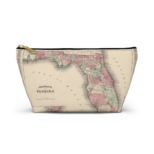 Florida Map Pouch - Vintage Florida Map - Florida Gift - Florida schoudertasje - Florida Map - Florida elektronica zakje