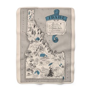 Idaho Map Fleece Blanket - Idaho Blanket - Idaho Housewarming Gift - Idaho Airbnb - Idaho Realtor - Idaho Throw Blanket