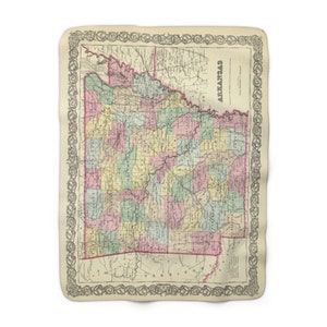 Coperta in pile con mappa dell&#39;Arkansas - Coperta dell&#39;Arkansas - Regalo di inaugurazione della casa dell&#39;Arkansas - Arkansas Airbnb - Agente immobiliare dell&#39;Arkansas - Coperta da lancio dell&#39;Arkansas