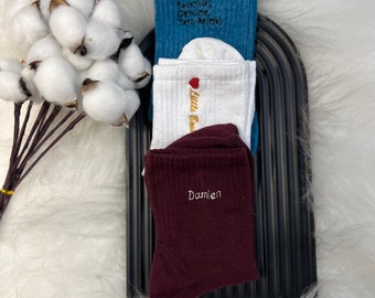 Custom Embroidery Name Socks,Personalized Socks,wedding gift,Embroidered Unisex Socks for Couples,groomsmen gifts,bridesmaids gifts, gift