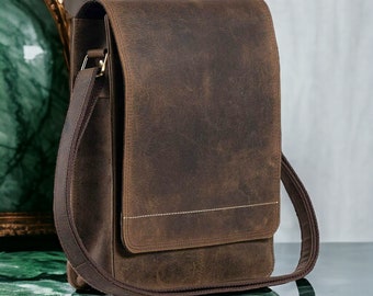 Handmade Leather 11 Inch Sturdy Leather Ipad Messenger Satchel Bag