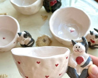 Small Handmade Ceramic Mug | Cute Pottery Home Gift Coffee Lover Mug, Gift For Cat Lover, Gift For Her Birthday, Gift for Kids