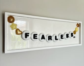 Friendship Bracelet Resin Art, Fearless Decor, Wall Hanging (10x30 inches)