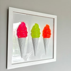 Ice Cream Resin Art: 3D Pop Art Wall Hanging (12x12)