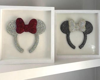 Minnie Ears Resin Art, Rhinestone Minnie Mouse Wall Hanging, Disney Home Decor