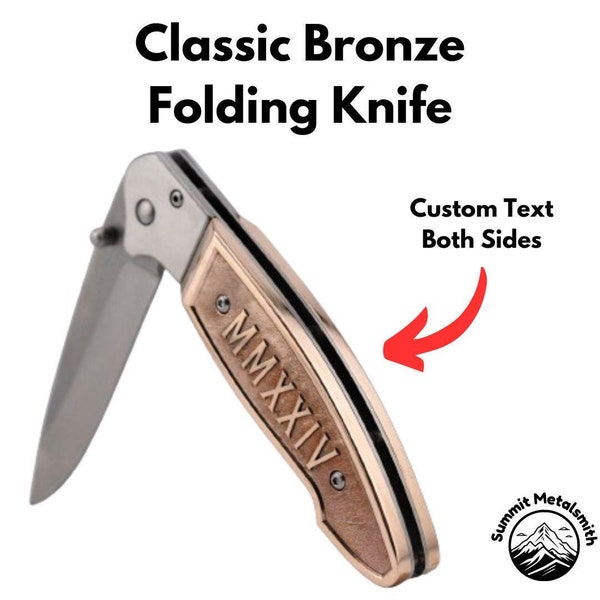 Custom Bronze Folding Knife: Personalized Design, Hand Poured