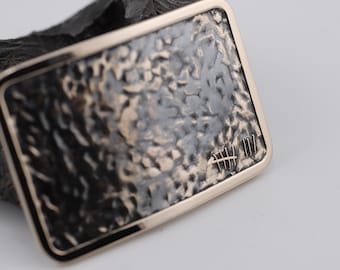8th or 19th Anniversary Gift for Him | Custom Bronze Belt Buckle with Choice of Embossed Date, Tally Marks, Roman Numerals, Coordinates