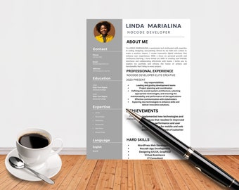 Resume With Photo, Initials Resume, CV Template Modern, Resume CV, Resume 2024, Resume With Cursive, Editable Resume, Printable Resume